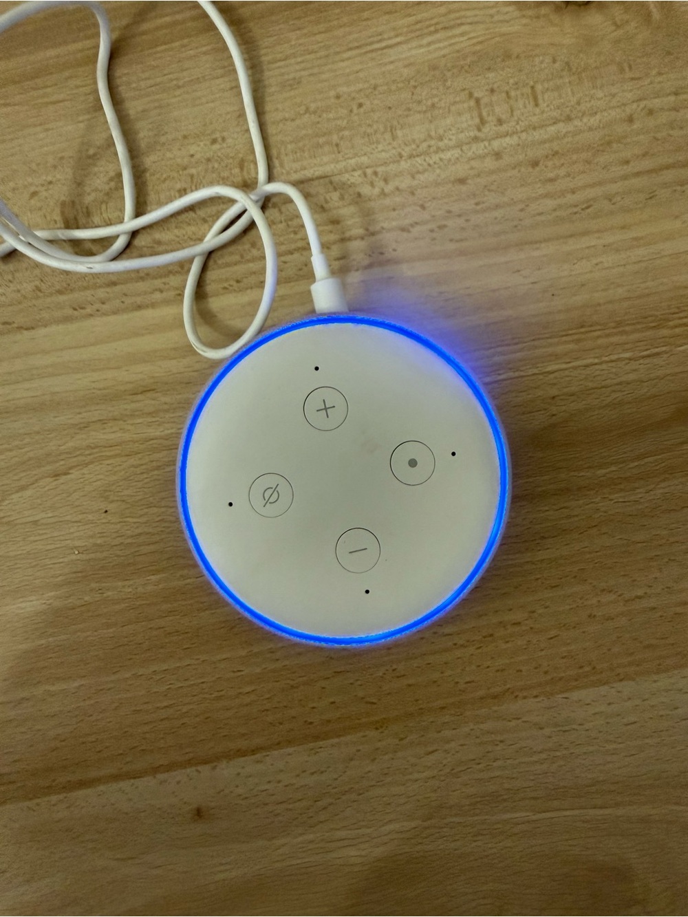 Amazon Echo Dot Smart Speaker - White with Blue LED Ring